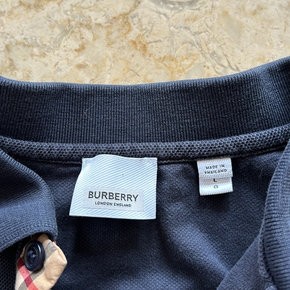 Burberry Men's Eddie Pique Polo Shirt Navy Size Large - Picture 10 of 16